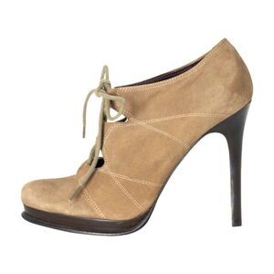 Dvf diane von furstenberg guardian taupe suede heeled lace up shoes size 8